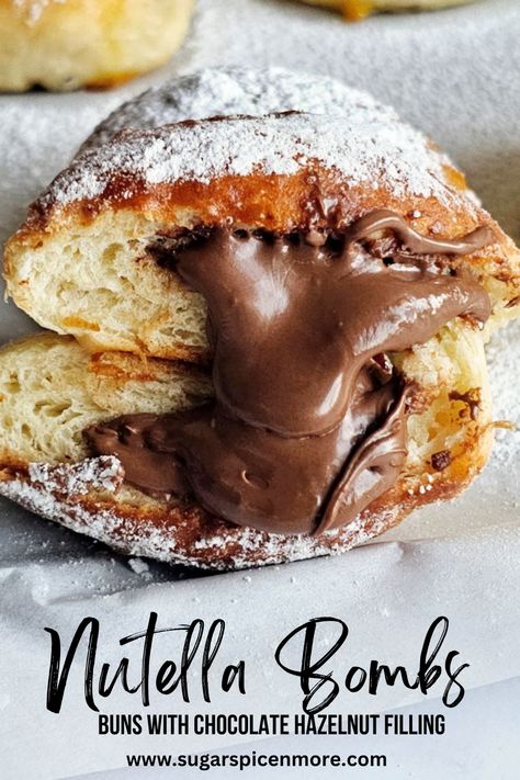 Nutella Buns Recipe, Nutella Buns, Nutella Scones, Nutella Baking Recipes, Nutella Baking, Easy Nutella Recipes, Nutella Donuts Recipes, Nutella Baked Goods, Things To Make With Nutella