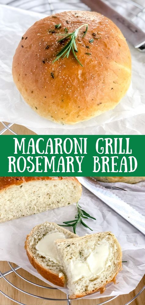 Easy Rosemary Bread Recipes, Copycat Macaroni Grill Rosemary Bread, Bread Machine Rosemary Garlic Bread, Maggianos Bread Recipe, Macaroni Grill Dipping Oil, Rosemary Bread Machine Recipe, Macaroni Grill Rosemary Bread, Macaroni Grill Bread, Grilled Bread Recipes