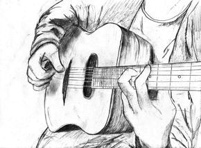 Violão Guitar Sketch, Guitar Drawing, Dream Drawing, Drawing Hands, Music Drawings, Drawing Faces, Art Drawings Sketches Pencil, Guitar Art, Arte Sketchbook