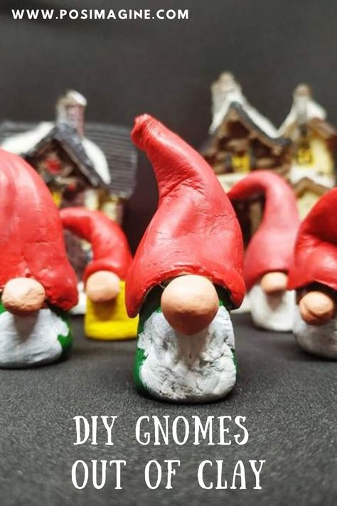 Clay Gnomes Diy How To Make, Gnomes Clay, Craft Gnomes, Gnome Village, Gnome Art, Gnome Diy, Easy Christmas Craft, Craft To Make, Gnome Tutorial