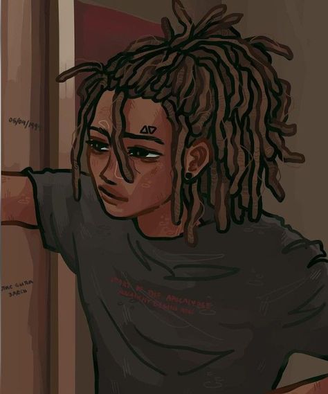 Dreadhead Drawing Pfp, Poc Men Drawing, Black Guy Hair Drawing, Poc Men Art, Blasian Drawings, Trans Masc Oc Art, Black Guy With Dreads Drawing, Black Oc Male Dreads, Black Oc Male Art