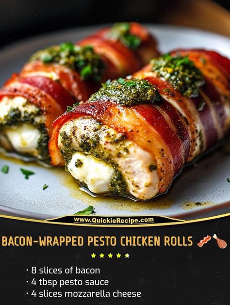 Cooking With Nonna, Formula Recipes, Wrapped Chicken, Chicken Rolls, Bacon Wrapped Chicken, Recipe Community, Pesto Sauce, Chicken Wraps, Pesto Chicken