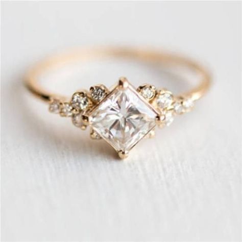 Cz Rings, Antique Engagement Ring, Princess Cut Engagement Rings, Moissanite Diamond Rings, Dream Engagement Rings, Alternative Engagement Rings, Engagement Ring Cuts, Gold Engagement Ring, Gold Engagement