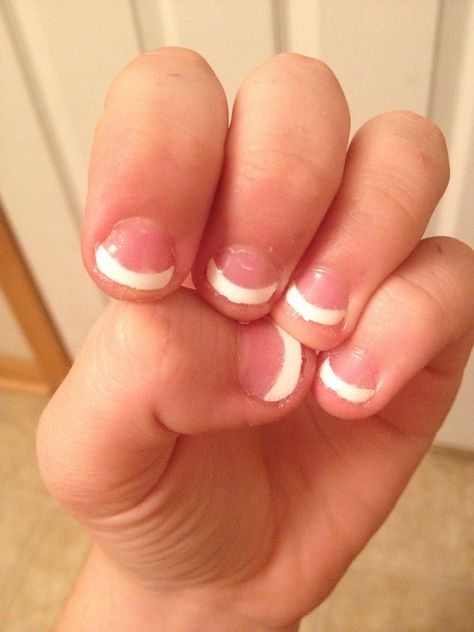 Regular French tip nails done at home... Regular French Tip Nails, Cute French Tip Nails, Nails Done At Home, Cute French Tip, Short French Tip Nails, Nails French Tip, Chrome Nail Art, French Acrylic Nails, Nails Done