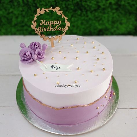 Purple Anniversary Cake, Cream Cake Design Birthday, Purple Chocolate Cake, Purple Cake Designs, Purple Cake Designs Birthday, Pink And Purple Cake, Normal Cake, Purple Birthday Cake, Happy Anniversary Gift