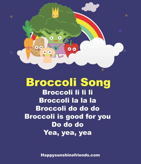 A kids learning video with broccoli and other vegetable. Simple and easy kids songs. Hope kids fall in love with vegetable broccoli video. Vegetable Songs Preschool, Broccoli Video, Songs For Kindergarten, Kids Preschool Learning, Kids Learning Videos, Kids Vegetables, Learning Video, Songs For Kids, Crafts For Kids Easy