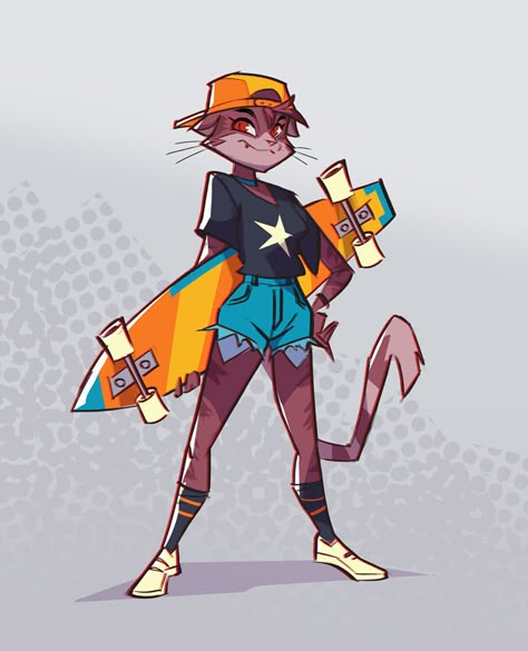 Skater Poses, Skater Art, Quirky Illustration, Graphic Design Business, Comic Style Art, Cat Pose, Art Inspiration Painting, Cartoon Character Design, Cat Drawing