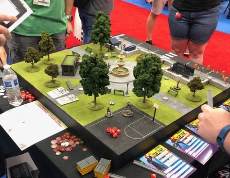 Marvel Crisis Protocol at GenCon Park Diorama, Marvel Crisis Protocol Terrain, Marvel Crisis Protocol, Crisis Protocol, School Science Projects, Game Terrain, Math Projects, Memorial Park, Custom Action Figures