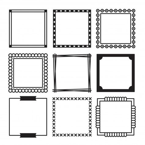 Hand drawn set of simple black squares f... | Premium Vector #Freepik #vector #frame #border #hand #line Simple Black Border Design, Square Border Design, Black Border Design, Simple Border Designs, Picture Border, Free Cricut Images, Picture Frame Drawing, Drawing Borders, Picture Borders