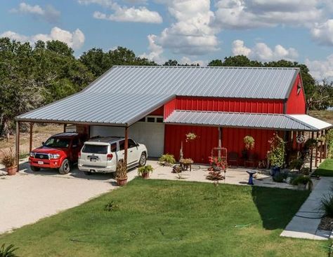 True American Dream – Metal Building Barn-Home w/ Wrap-Around Porch (HQ Pictures) | Metal Building Homes Winery Design, Metal Houses, Steel Homes, Lester Buildings, Garage With Living Quarters, Barn With Living Quarters, Metal Shop Building, Stable Ideas, Steel Building Homes