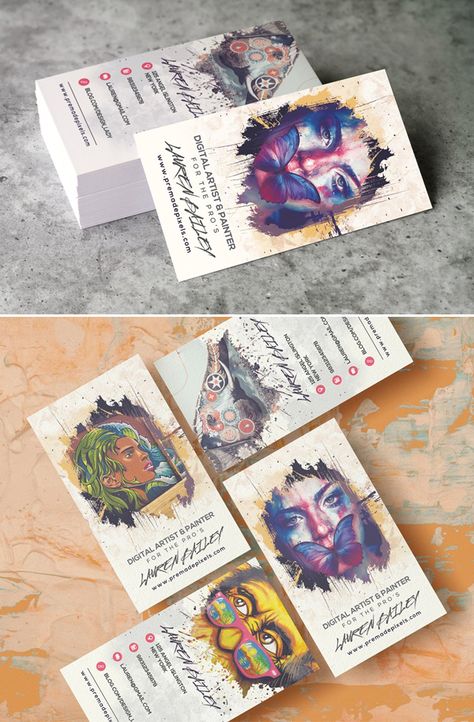 Art Business Cards Ideas, Business Card Ideas For Artists, Business Card Design Artist, Business Card For Artist, Artists Business Cards, Artist Cards Business, Artsy Business Cards, Art Business Cards Creative, Business Cards For Artists