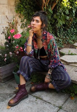 Style Tips And Tricks, Eclectic Outfits, Cooler Style, Estilo Hippy, Pj Bottoms, Estilo Indie, Women Trousers, Janis Joplin, Cotton Trousers