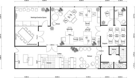 Office Floor Plans - RoomSketcher Office Plan With Dimensions, Office Dimensions Plan, Company Plan Design, Office Building Layout Plan, Office Floor Plan With Dimensions, Small Office Building Plan, Room Dimensions Floor Plans, Office Layout Plan With Dimensions, Office Room Layout