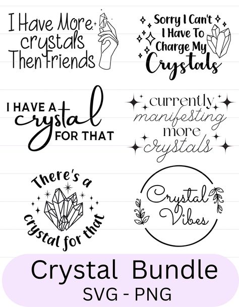 Wiccan Cricut Projects, Crystal Cricut Projects, Crystal Svg Free, Witchy Sayings Quotes, Car Decal Svg Free, Witchy Cricut Projects, Crystal Sayings, Witchy Coloring Pages, Witchy Doodles