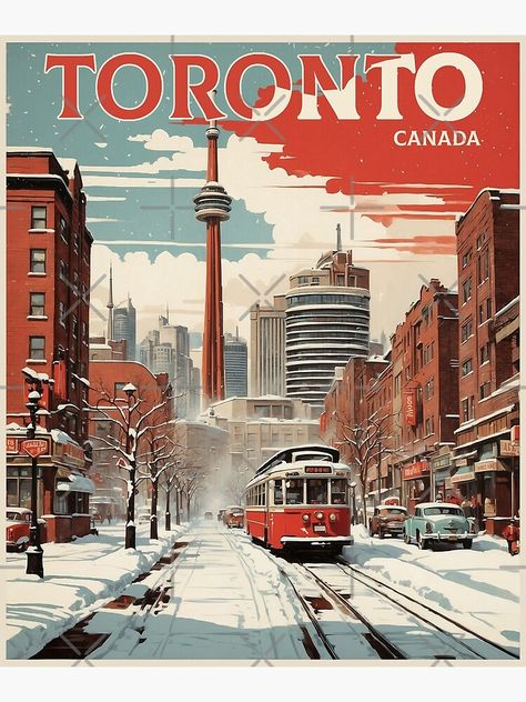 Add some fun and beauty to your home with this Canadian traveler design or give it as the perfect gift! Canada Vintage Poster, Canada Stickers Printable, Toronto Poster, Canada Poster, Canada Illustration, Posters Canada, Canadian Things, Canada History, City Poster