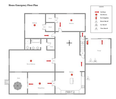 House Emergency Floor Plan | EdrawMax Free Editable Template Plan Of A House, Fire Escape Plan, Emergency Evacuation Plan, Evacuation Plan, 72 Hour Kits, Emergency Evacuation, Sleeping Room, Escape Plan, Fire Escape