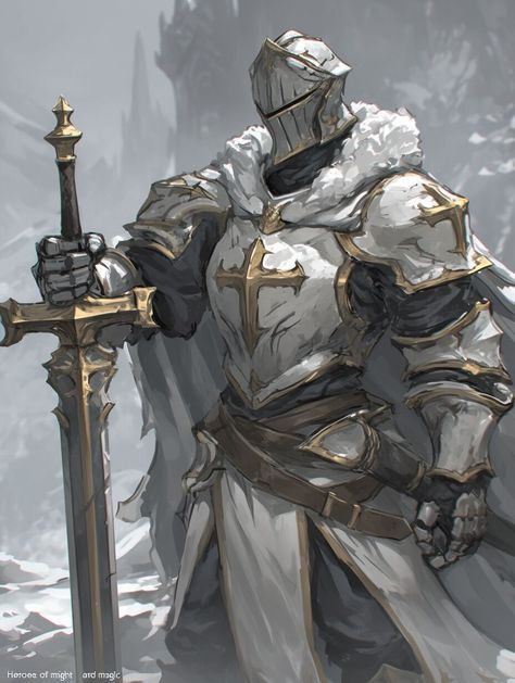 Crusader (Character) —day 5 Oath Of Conquest Paladin Art, Crusader Knight Drawing, Jedi Knight Concept Art, Medieval Armor Illustration, Cool Armor Designs, Knight Art Reference, John Of Arc, D&d Armor, Royal Guard Character Design