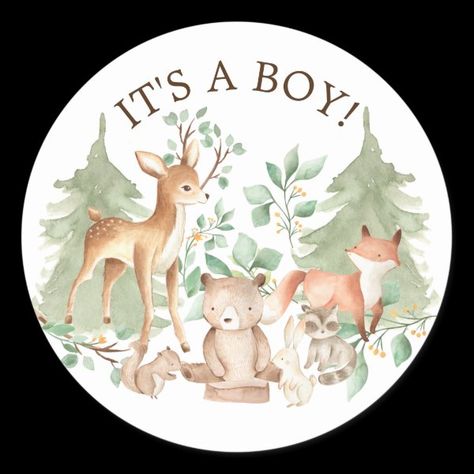 Woodland Forest Animals It' a Boy Favor Sticker Woodland Forest Baby Shower, Woodland Baby Shower Favors, Forest Animal Baby Shower, Woodland Forest Animals, Forest Baby Showers, Animals Baby Shower, Forest Baby, Baby Shower Favor, Woodland Forest