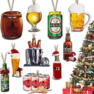 Beer Christmas Tree, Beer Ornaments, Bottle Ornaments, Beer Christmas, Wooden Beer Mug, Ornaments For Christmas Tree, Ornaments For Christmas, Beer Theme, Christmas Wine Bottles