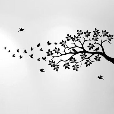 Isabelle & Max Tree Branch Butterfly Bird Vinyl Nursery Wall Decal Color: White Dinosaur Wall Decals, Bible Wall Decals, Bird Wall Decals, Tree Branch Wall, Polka Dot Wall Decals, Memory Wall, Butterfly Decal, Diamond Wall, Hanging Vines