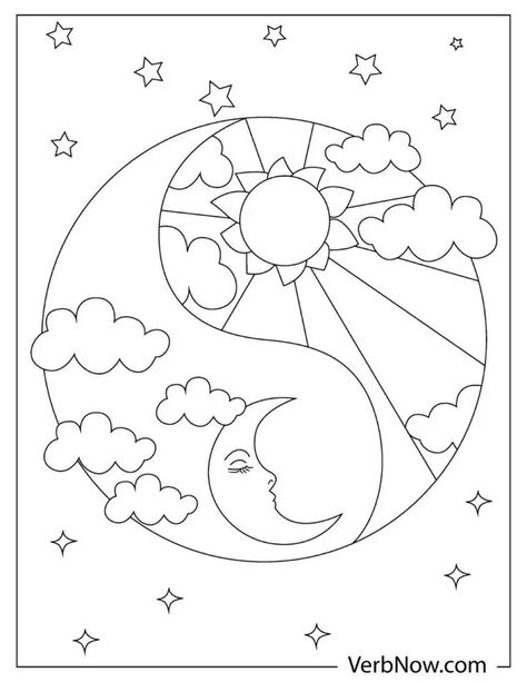 A yin and yang inspired illustration of the moon and the sun. Sun And Moon Coloring Pages, Sun And Moon Coloring, The Moon And The Sun, Moon And The Sun, Moon Coloring Pages, Inspired Illustration, Yin And Yang, Sun And Moon, The Moon