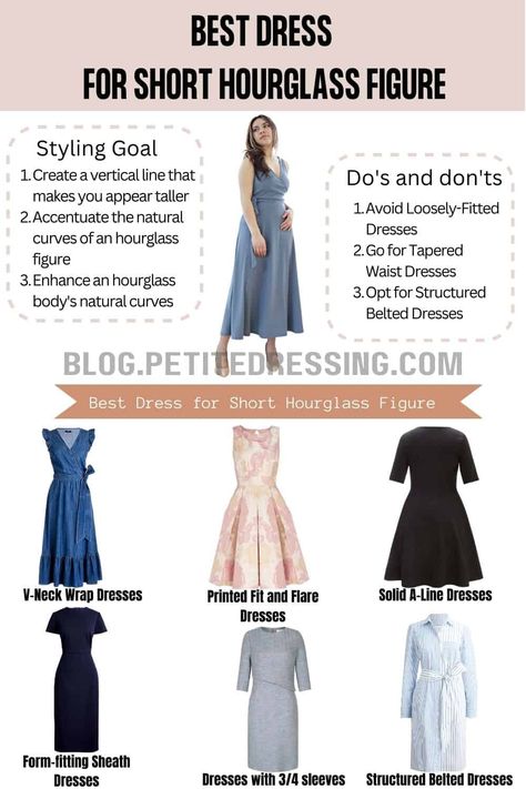 The Complete Dress Guide for Petite Hourglass Figure Petite Hourglass Outfits, Short Hourglass, Hourglass Body Shape Fashion, Hourglass Body Shape Outfits, Hourglass Figure Outfits, Hourglass Figure Dress, Hourglass Outfits, Hourglass Body Shape, Hourglass Fashion