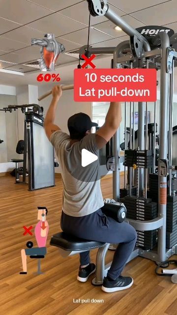 Gym | Fitness on Instagram: "How to do lat pulldown correctly ✅ Follow @gymfit.tips for daily gym/fitness tips🔥 (Collaboration DM📥) Credits🎥:@marvekfit . . . . . . #latpulldown #latpulldowns #latpulldownsgiveyouwings #latpulldownmachine #latpulldownvariation #back #backworkout #backexercise #backexercises #backworkouts #backworkouttips #backworkoutvideo #gymfitness #gymvideos #gymtips #gymadvice #gym #gymworkout #fitnessgym #fitness" Best Lat Exercises, Workout Gym Routine, Gym Workout Guide, Bench Workout, Gym Workout Plan For Women, Belly Workout Challenge, Lat Pulldown, Breast Workout, Wednesday Workout