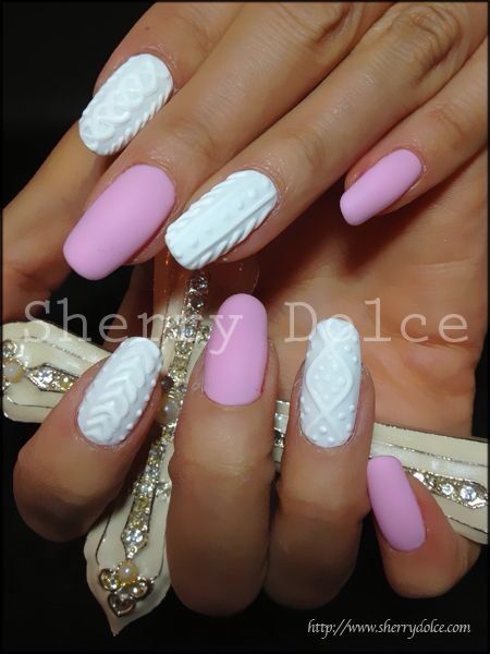 Nails with raised designs French Nails Glitter, Textured Nails, Get Nails, I Love Nails, Hot Nails, Fabulous Nails, Nail It, Cute Nail Designs, Fancy Nails