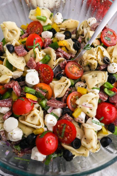 Easy Italian Tortellini Pasta Salad - Kalefornia Kravings Tortellini Pasta Salad Balsamic, Italian Tortellini Pasta Salad, Italian Tortellini Pasta, Kalefornia Kravings, Tortellini Pasta Salad Recipes, Italian Tortellini, Cheesy Tortellini, Tortellini Pasta Salad, Sunday Food