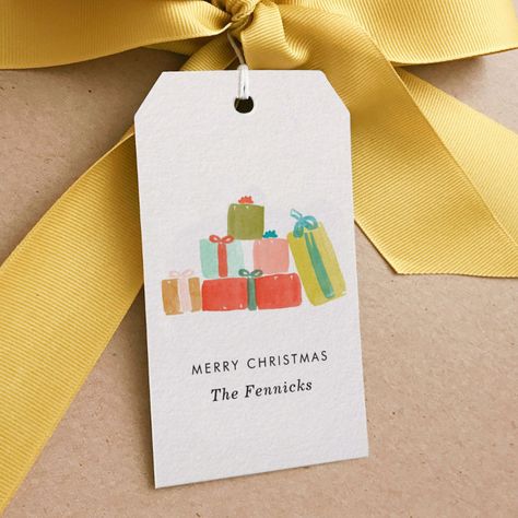 Christmas Presents Wrapping, Budget Christmas Gifts, Xmas Gift Tags, Christmas Note Cards, Christmas Note, Watercolor Gifts, Gift Tags Diy, Modern Watercolor, Christmas Favors