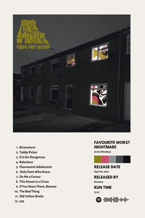 Favorite Worst Nightmare, Favourite Worst Nightmare, Skin Images, Spotify Code, Monkey 3, Retro Room, Run Time, Music Album Cover, Music Album