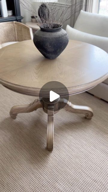 Xiomara Bates •Home decor •DIYs •Furniture makeovers on Instagram: "Best way to save money this 2024 if you like to have a beautiful home but don’t want to spend a fortune to furnish it . Try giving your old furniture a new look.

I found this beautiful oval/round oak table with two leaves  on fb marketplace if you want to see more of the before check my highlights under “ oval table ” 
Again the orange and shiny finish were not very pretty so here we go with another full transformation!! 
Trying a new product by @rustoleum, their Glaze in the color Java Brown after applying a paint wash I made using my color Raw Wash (Woodandhomeaccents.com). After the glaze was dry I applied water base matte polyurethane @behrpaint . Don’t forget to sand in between coats of top coat to achieve that perfe Pressed Wood Table Makeover, Round Pedestal Table Makeover, Refinished Round Coffee Table, Cerused Oak Table, Round Table Refinishing Ideas, Painted Wooden Tables Ideas, Paint Round Table, Diy Paint Table, Paint Oak Furniture