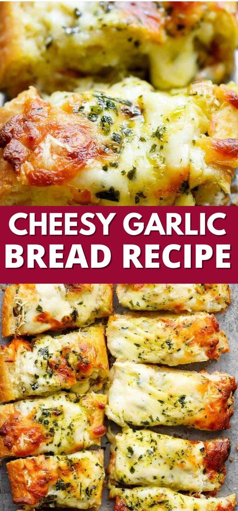 Easy Cheesy Bread, Easy Cheesy Garlic Bread, Cheesy Garlic Bread Recipe, Make Garlic Bread, Cheese Bread Recipe, Homemade Garlic Bread, Bread Soft, Homemade Breads, Garlic Cheese Bread