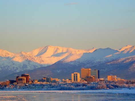 Anchorage Alaska Winter, Visit Alaska, Alaska Vacation, Alaska Usa, City Skylines, Anchorage Alaska, Living In Alaska, Arctic Circle, America The Beautiful