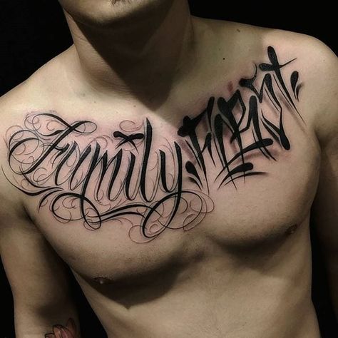 21inkedd | Lettering Tattoo by Web MC #lettering #script #chicano #classiclettering #WebMC | Tattoodo Chest Tattoo Lettering, Traditional Chicano Tattoos, Chicano Tattoos Lettering, Family First Tattoo, Tattoo Font For Men, Art Chicano, Chicanas Tattoo, Catrina Tattoo, Chicano Lettering