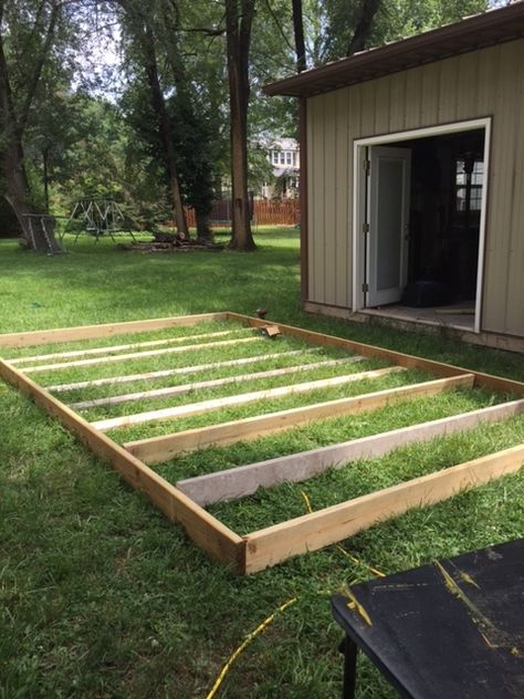 Outdoor Living: DIY Floating Deck Ground Level Deck, Building A Floating Deck, Tent Platform, Platform Deck, Walk In Chicken Coop, Small Cabin Plans, Tent Living, Shed Floor, Building A Cabin