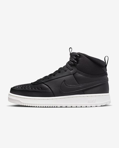 Nike Court Vision Mid Winter Men's Shoes. Nike.com Winter Shoes Outfits, Nike Court Vision Mid, Black Casual Shoes, Nike Court Vision, Court Vision, Mens Shoes Black, Shoes Nike, Winter Shoes, Stylish Shoes