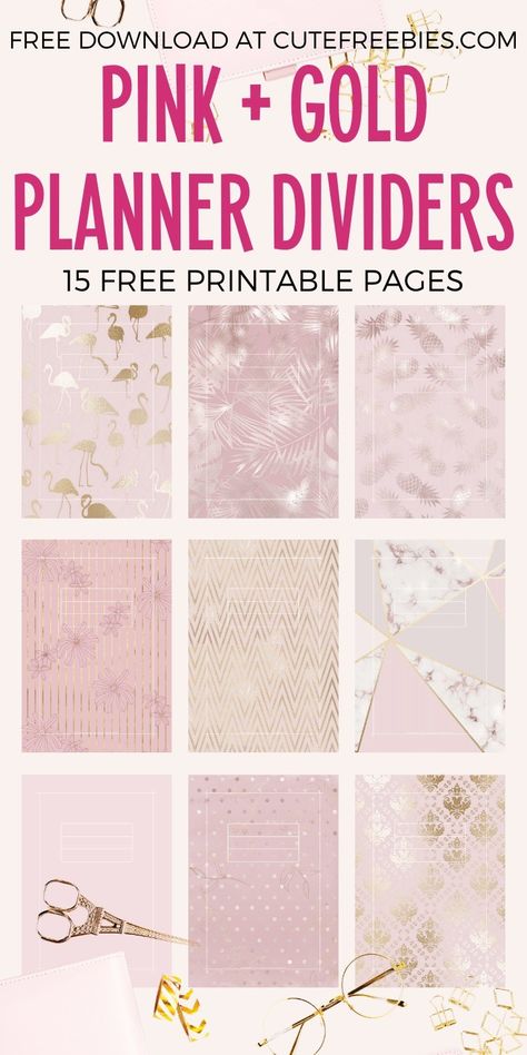 Pink + Gold Planner Printable Divider - Free Templates - Cute Freebies For You A5 Planner Printables, Planner Goals, Gold Planner, Wedding Planner Binder, Goal Planner Printable, Pink Planner, Free Planner Stickers, Planner Dividers, Calendar Stickers