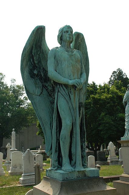 Male angel statue-Greenmount Cemetery, Baltimore...I never get tired of an Angel, especially One that's guarding something precious.. Beautiful Cemetery, Weeping Angels, Beautiful Statues, Cemetery Angels, Cemetery Statues, Male Angel, Weeping Angel, I Believe In Angels, Lost World