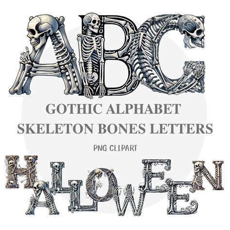 Skull Lettering, Gothic Clipart, Victorian Fonts, Medieval Font, Gothic Alphabet, Skeleton Funny, Funny Skull, Vintage Tarot, Skull Png