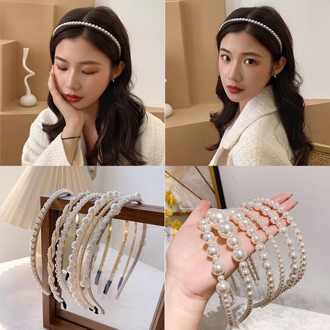 Korean Hair, Pearl Headband, Fashion Hair Accessories, Korean Hairstyle, Pearl Color, Accessories Store, Hair Accessories Headbands, Fashion Hair, Hair Band