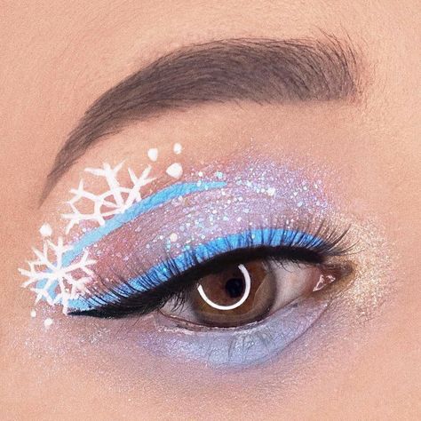 Snowflake Makeup, Snow Makeup, Winter Eye Makeup, Simple Holiday Makeup, Frozen Makeup, Snowflake Graphic, Wonderland Makeup, Xmas Makeup, Christmas Eye Makeup