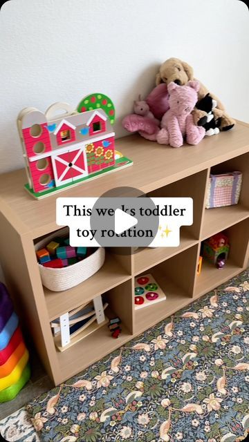 Marissa Mcelhany | UGC Creator on Instagram: "The first toy rotation of the month! My toddler is already loving all of these toys, especially the dinosaur puzzle and ramp racer!   #toddlers #toddlertoys #toddlermoms #toddleractivities #toddleramazonfinds #toddleractivitiesathome #toddlerplay #toddlerplayroom #playroominspo #toyrotation #toyrotationday" Toy Rotation Themes, 10 Month Old Toy Rotation, Weekly Toy Rotation, Themed Toy Rotation, Toddler Toy Rotation, Toy Rotation System, Toy Rotation Categories, Dinosaur Puzzle, Toy Rotation