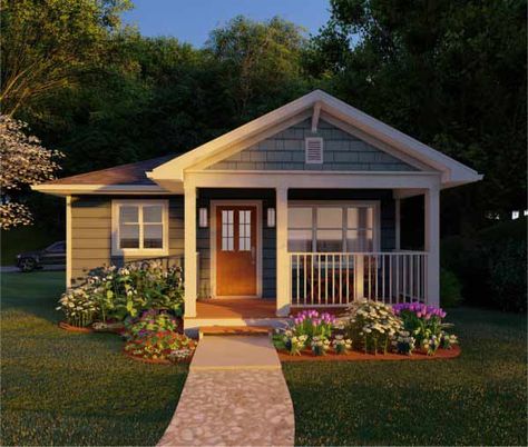 Country House Plan - 1 Bedrooms, 1 Bath, 624 Sq Ft Plan 32-131 Small Cottage House, Mexico Homes, Country Cottage House Plans, Small Cottage House Plans, Simple Cottage, Bungalow Style House, Bungalow Style House Plans, Small Cottage Homes, A Small House