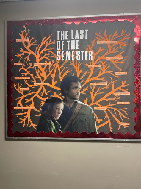 Twilight Bulletin Board, Self Care Ra Bulletin Board, Movie Themed Bulletin Boards, Ra Dorm Room Ideas Resident Assistant, Fall Ra Bulletin Board Ideas, Ra Board Ideas Ra Bulletins, Christmas Ra Bulletin Board, September Ra Bulletin Boards, Ra Duty Board