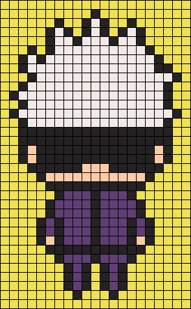 Jujitsu Kaisen Pixel Art, Gojo Cross Stitch, Black Butler Pixel Art, Jujutsu Kaisen Pixel Art Grid, Gojo Perler Beads, Gojo Alpha Pattern, Jjk Pixel Art Grid, Jjk Perler Beads, Anime Pixel Art Grid Easy