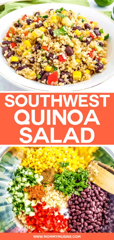 Easy Vegan Quinoa Salad, Black Bean And Corn Quinoa Salad, Quinoa Corn Black Bean Salad, Quinoa Salad With Black Beans, Southwest Black Bean Quinoa Salad, Easy Quinoa Side Dish, Quinoa And Black Bean Salad, Quinoa Recipes Southwest, Quonia Recipes Quinoa