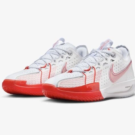 Nike Air Zoom GT Cut 3 Low White Picante Red Brand New In Box! Nike Air Zoom Gt, Winning Time, Basketball Photography, Volleyball Shoes, New Nike Air, Air Zoom, Nike Air Zoom, Dream Shoes, Nike Zoom