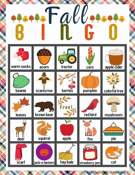 Fall Bingo Free Printable - Confessions of Parenting Different Bingo Games, Harvest Bingo Free Printable, Fall Games Preschool, Make Your Own Bingo Cards Free Printable, Fall Bingo Free Printable Preschool, Fall Games For Kindergarten, Autumn Bingo Free Printable, Thanksgiving Games For School, Free Bingo Printables