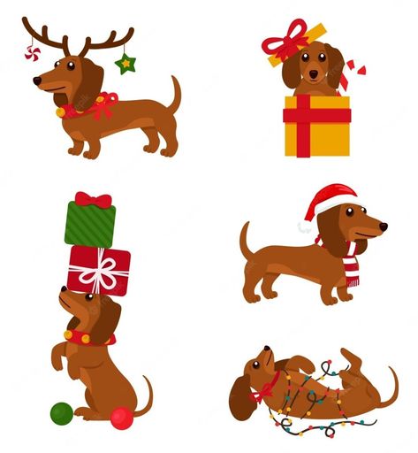 Dachshund Christmas Cards, Dachshund Pattern, Dachshund Art, Cute Food Drawings, Dachshund Christmas, Christmas Graphics, Christmas Post, Diy Christmas Cards, Weiner Dog